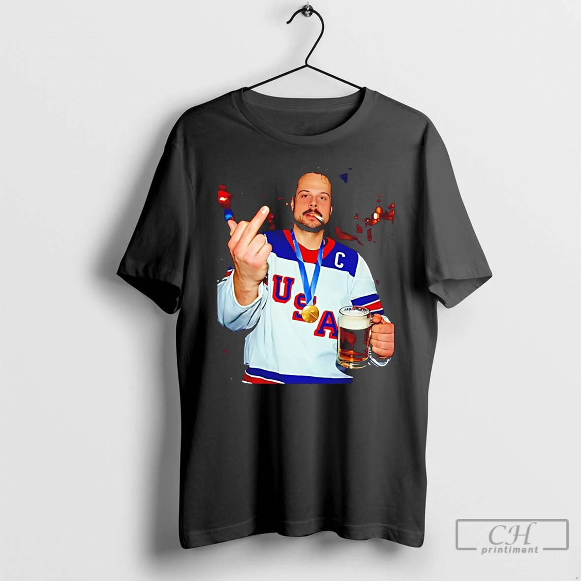 Classic Auston Matthews Middle Finger Usa Hockey - Adult & Kids T-Shirts, Sweatshirts & Hoodies apparel design preview 1