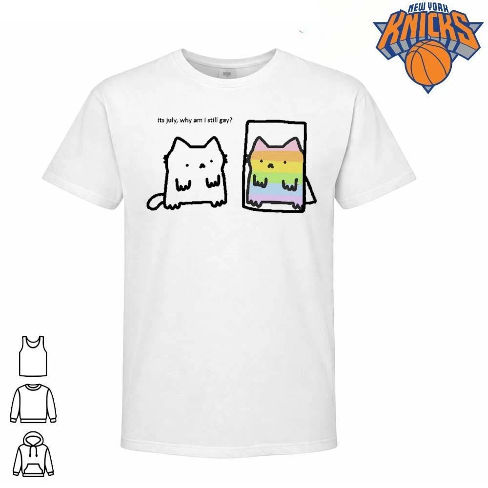 Its July Why Am I Still Gay Rainbow Cat Pride Meme - Adult & Kids T-Shirts, Sweatshirts & Hoodies apparel design preview 1