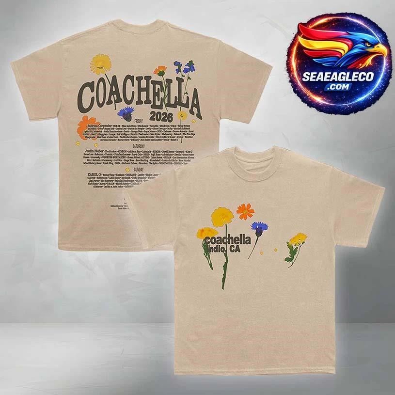 Coachella Festival Pressed Flowers 2026 Lineup Two - Adult & Kids T-Shirts, Sweatshirts & Hoodies apparel design preview 1