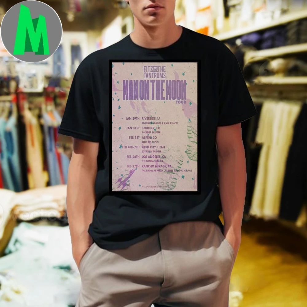 Fitz And The Tantrums Man On Moon Tour 2026 Poster - Adult & Kids T-Shirts, Sweatshirts & Hoodies apparel design preview 1