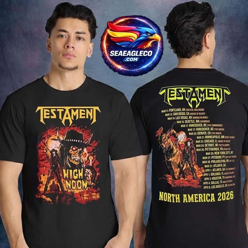 Testament Thrash Of The Titans North America Tour - Adult & Kids T-Shirts, Sweatshirts & Hoodies apparel design preview 1
