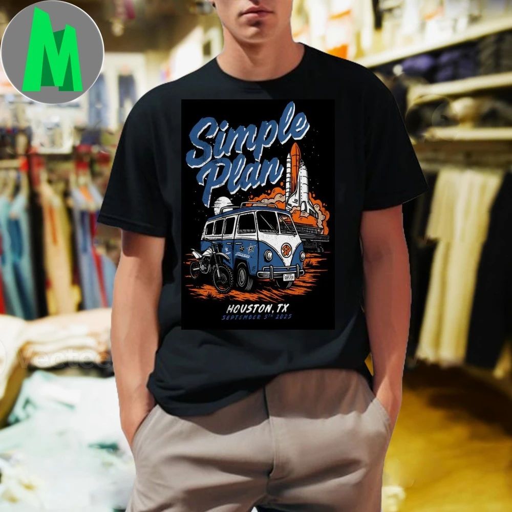 Simple Plan Houston TX Poster - Adult & Kids T-Shirts, Sweatshirts & Hoodies apparel design preview 1