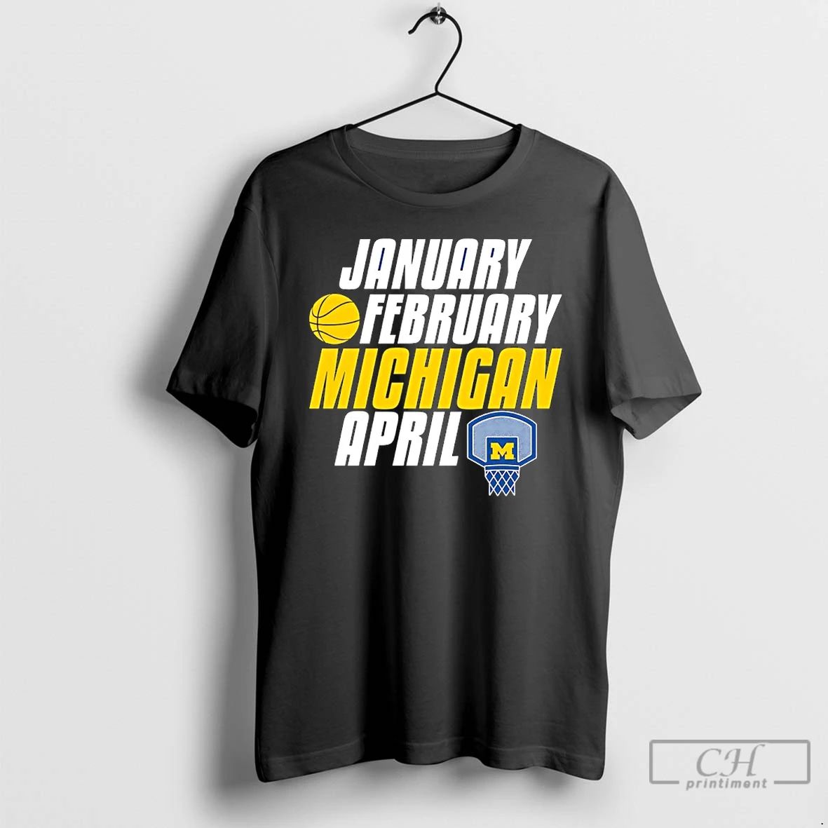 Classic Month Of Michigan Basketball January February - Adult & Kids T-Shirts, Sweatshirts & Hoodies apparel design preview 1
