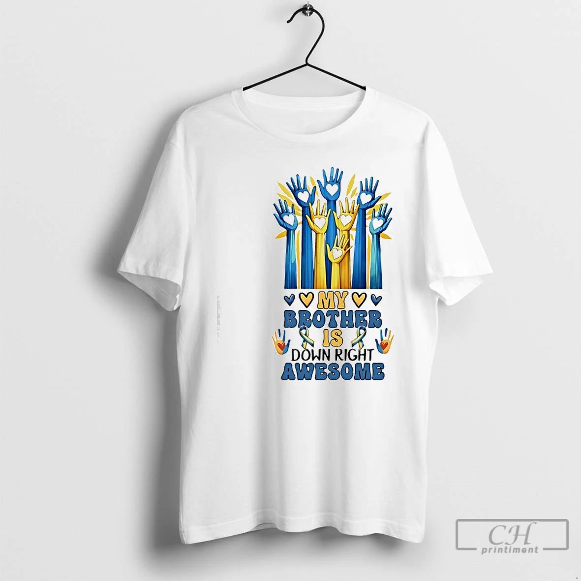 Classic My Brother Is Down Right Awesome Hearts In - Adult & Kids T-Shirts, Sweatshirts & Hoodies apparel design preview 1