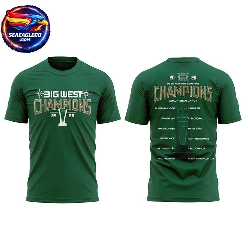 Hawaii Rainbow Warriors 2026 The Big West Credit - Adult & Kids T-Shirts, Sweatshirts & Hoodies apparel design preview 1