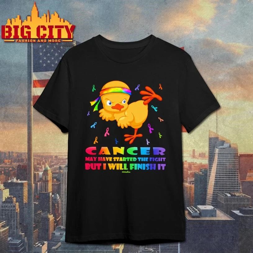 Cancer may have started the fight but funny chicken - Adult & Kids T-Shirts, Sweatshirts & Hoodies apparel design preview 1