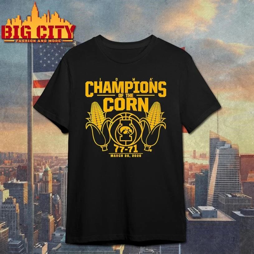 Iowa Basketbal Champions Of The Corn 77-71 March - Adult & Kids T-Shirts, Sweatshirts & Hoodies apparel design preview 1