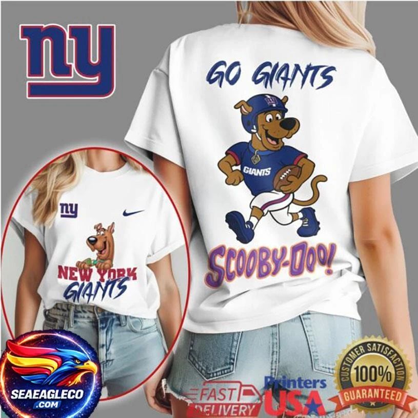 New York Giants Scooby Doo Football Go Two Sided - Adult & Kids T-Shirts, Sweatshirts & Hoodies apparel design preview 1