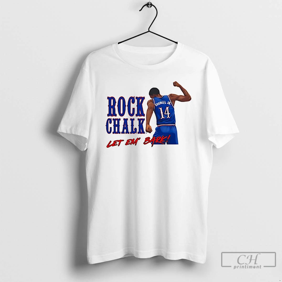 Classic Melvin Council Jr Kansas Jayhawks Let Em Bark - Adult & Kids T-Shirts, Sweatshirts & Hoodies apparel design preview 1