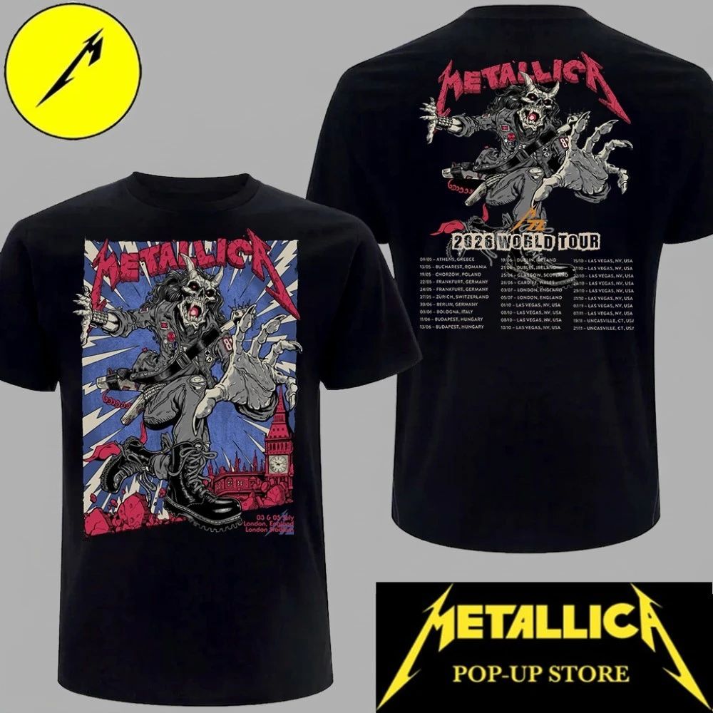 Limited Edition Metallica London 2026 Double-Sided - Adult & Kids T-Shirts, Sweatshirts & Hoodies apparel design preview 1