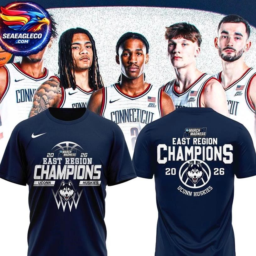 UConn Huskies East Region Champions 2026 Two Sided - Adult & Kids T-Shirts, Sweatshirts & Hoodies apparel design preview 1