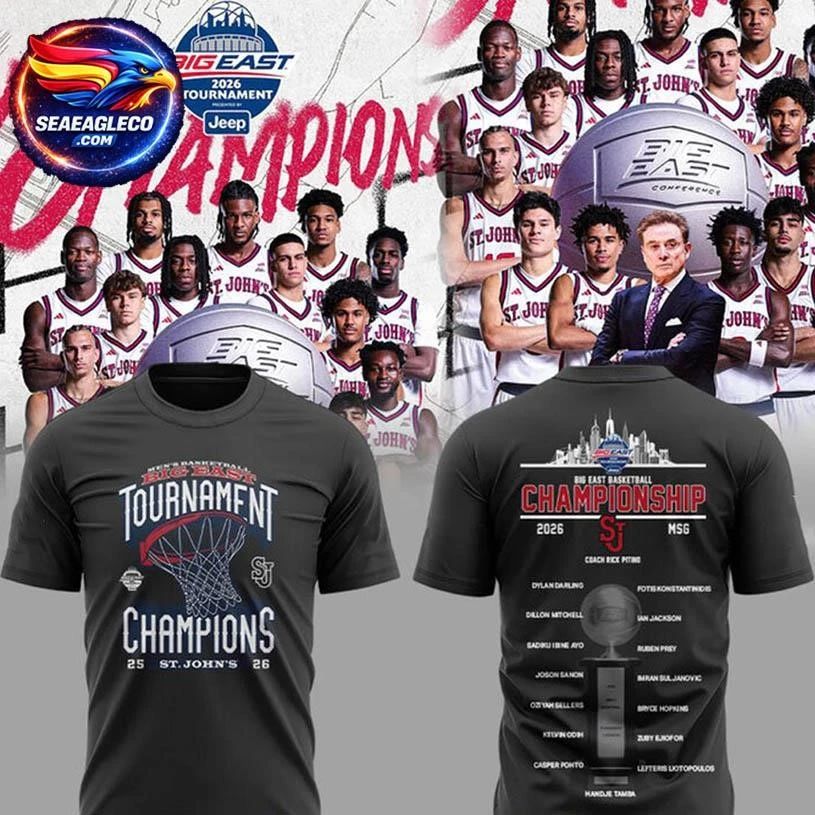 St. John's Red Storm 2026 Big East Champions Locker - Adult & Kids T-Shirts, Sweatshirts & Hoodies apparel design preview 1