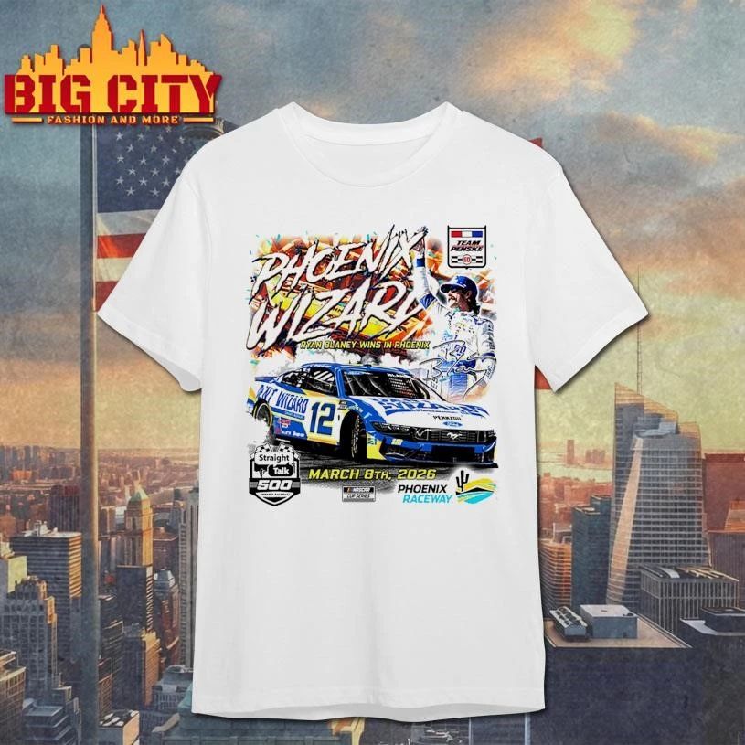 Ryan Blaney Team Penske White 2026 Straight Talk - Adult & Kids T-Shirts, Sweatshirts & Hoodies apparel design preview 1
