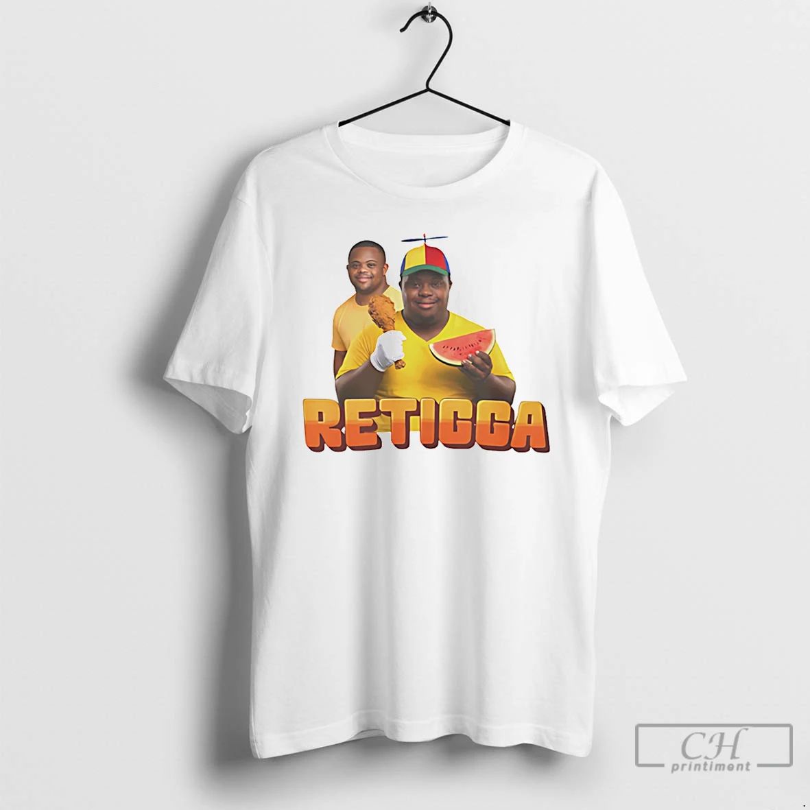 Classic Retigga Fried Chicken And Watermelon Meme - Adult & Kids T-Shirts, Sweatshirts & Hoodies apparel design preview 1