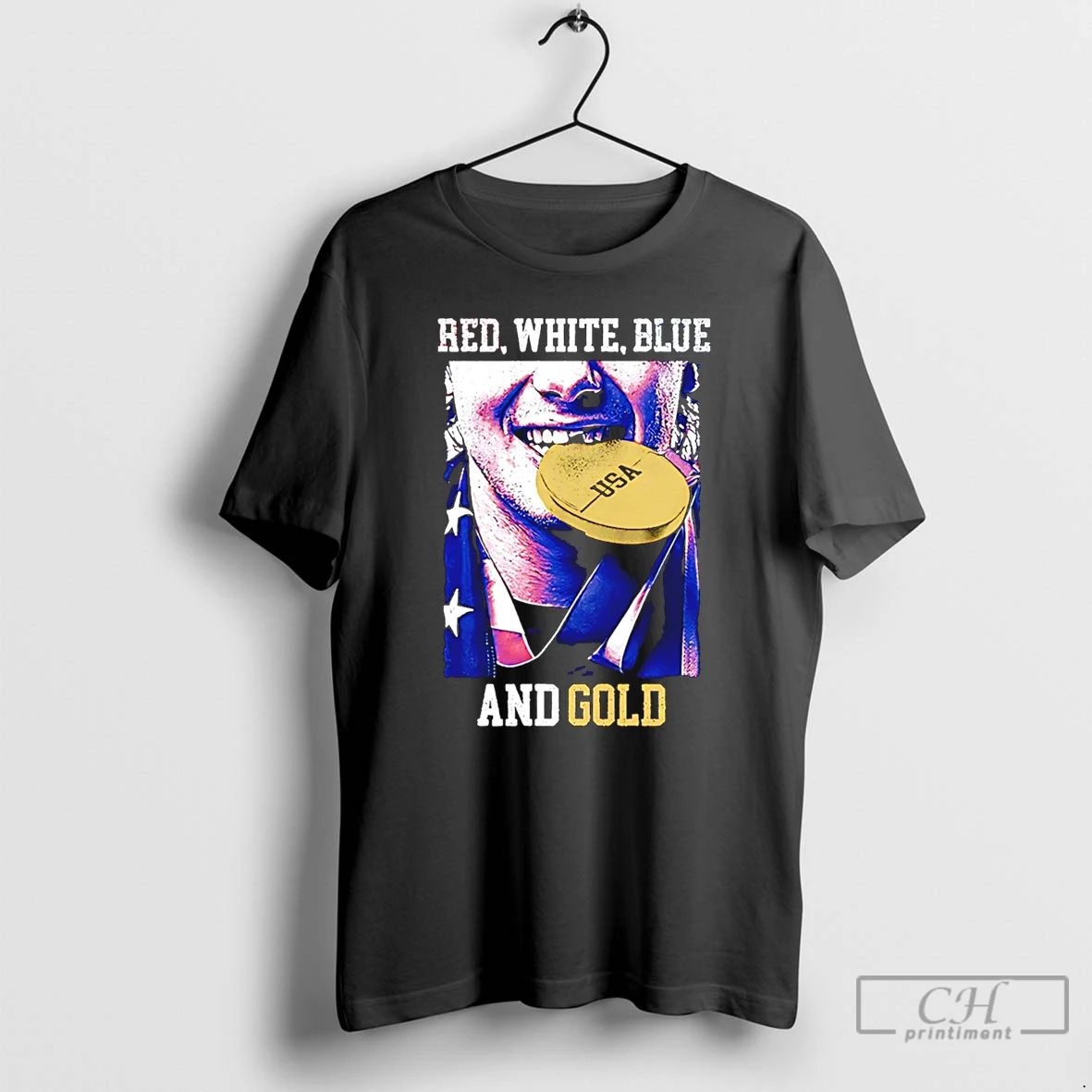 Classic Jack Hughes Red White Blue And Gold Usa - Adult & Kids T-Shirts, Sweatshirts & Hoodies apparel design preview 1