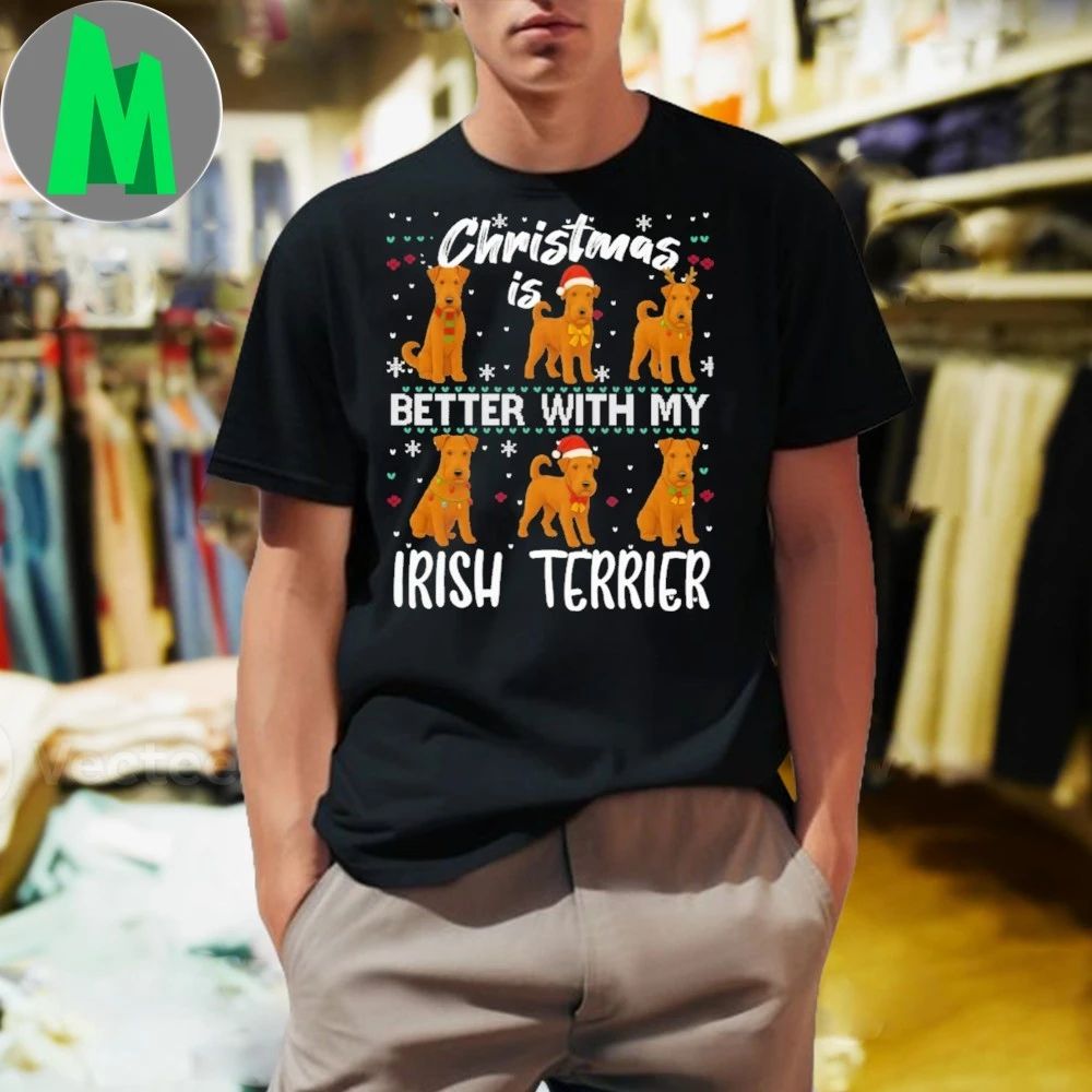 Christmas is better with Irish Terrier - Adult & Kids T-Shirts, Sweatshirts & Hoodies apparel design preview 1