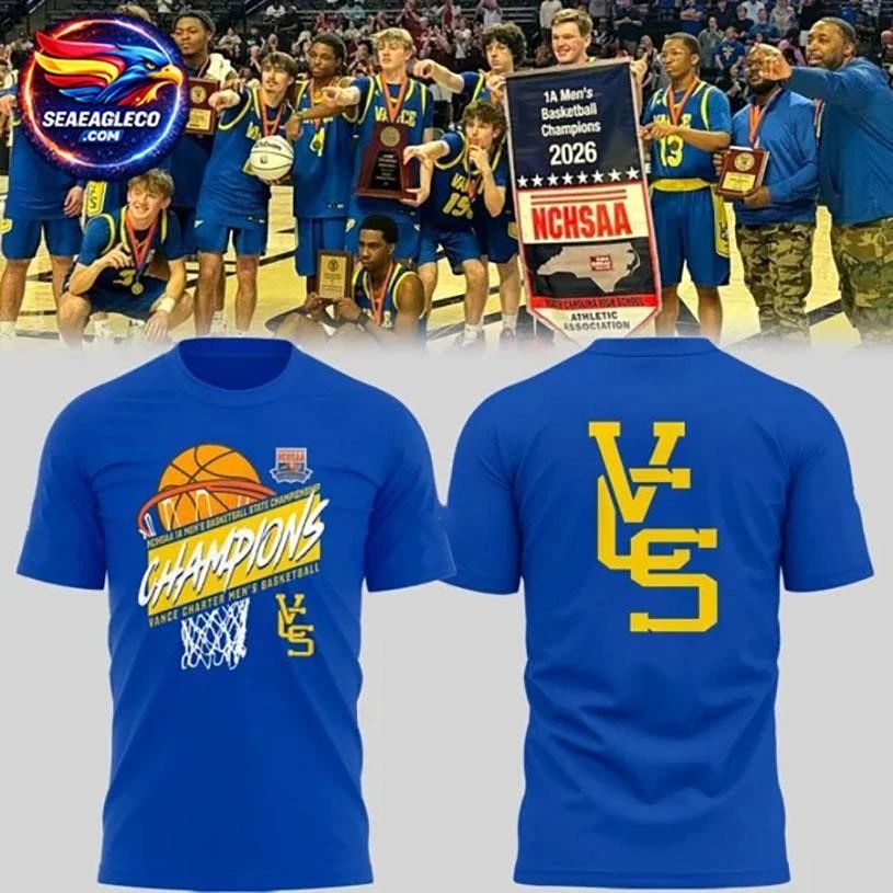 Vance Charter NCHSAA 1A Men's Basketball State - Adult & Kids T-Shirts, Sweatshirts & Hoodies apparel design preview 1