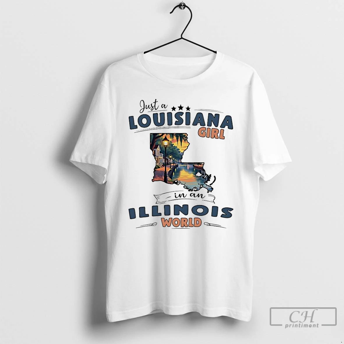 Classic Just A Louisiana Girl In Illinois World - Adult & Kids T-Shirts, Sweatshirts & Hoodies apparel design preview 1
