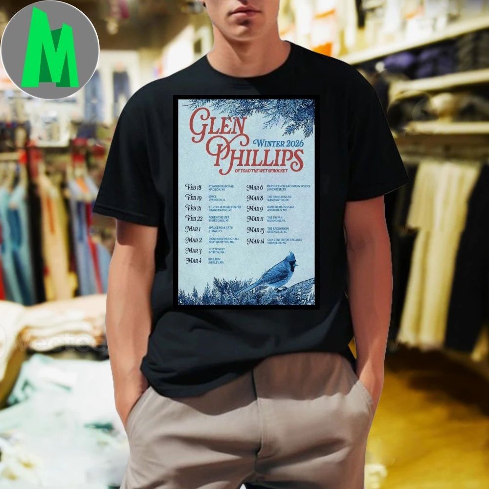 Glenn Phillips Winter 2026 Tour Poster - Adult & Kids T-Shirts, Sweatshirts & Hoodies apparel design preview 1