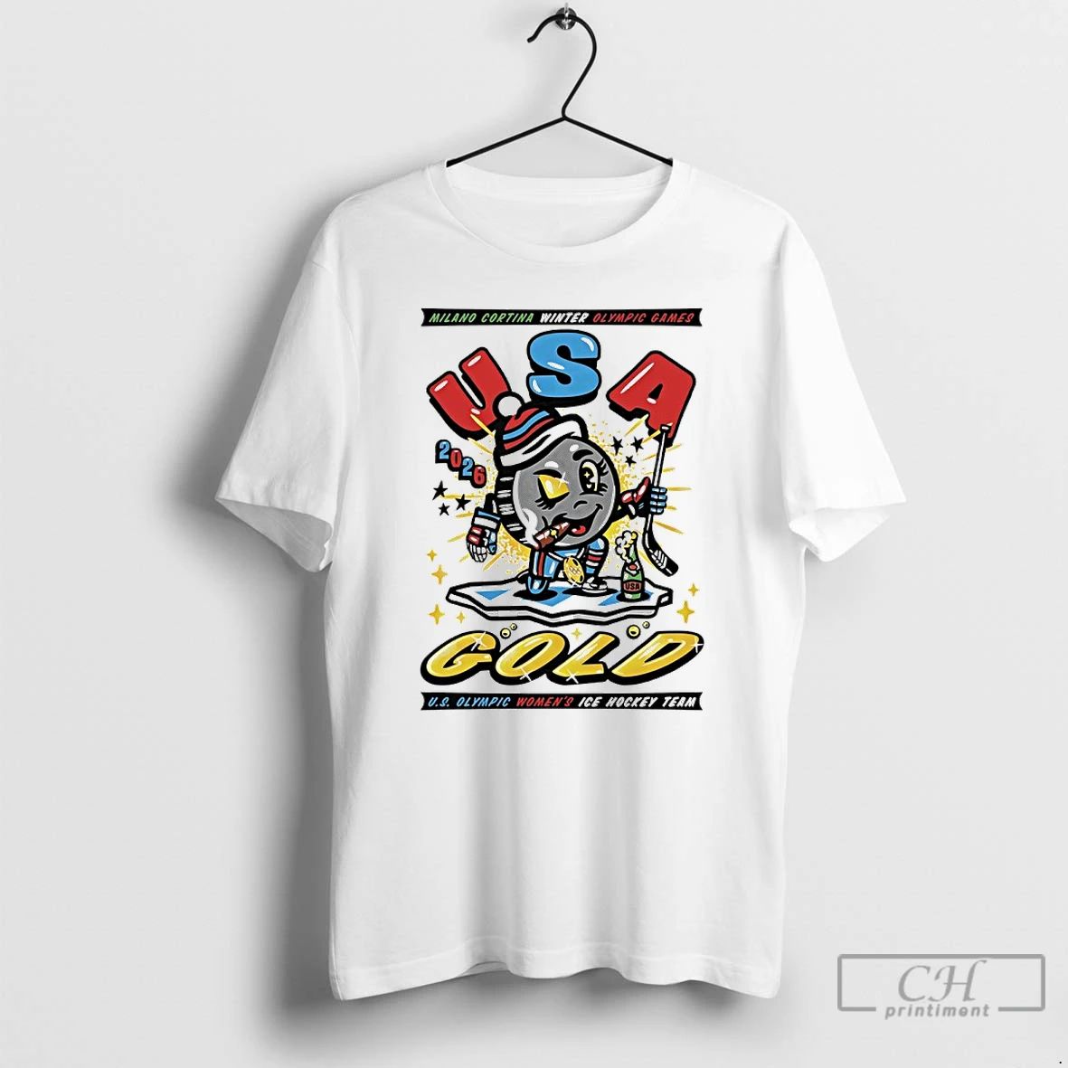Classic Usa Hockey 2026 U S Womens Ice Olympic Gold - Adult & Kids T-Shirts, Sweatshirts & Hoodies apparel design preview 1