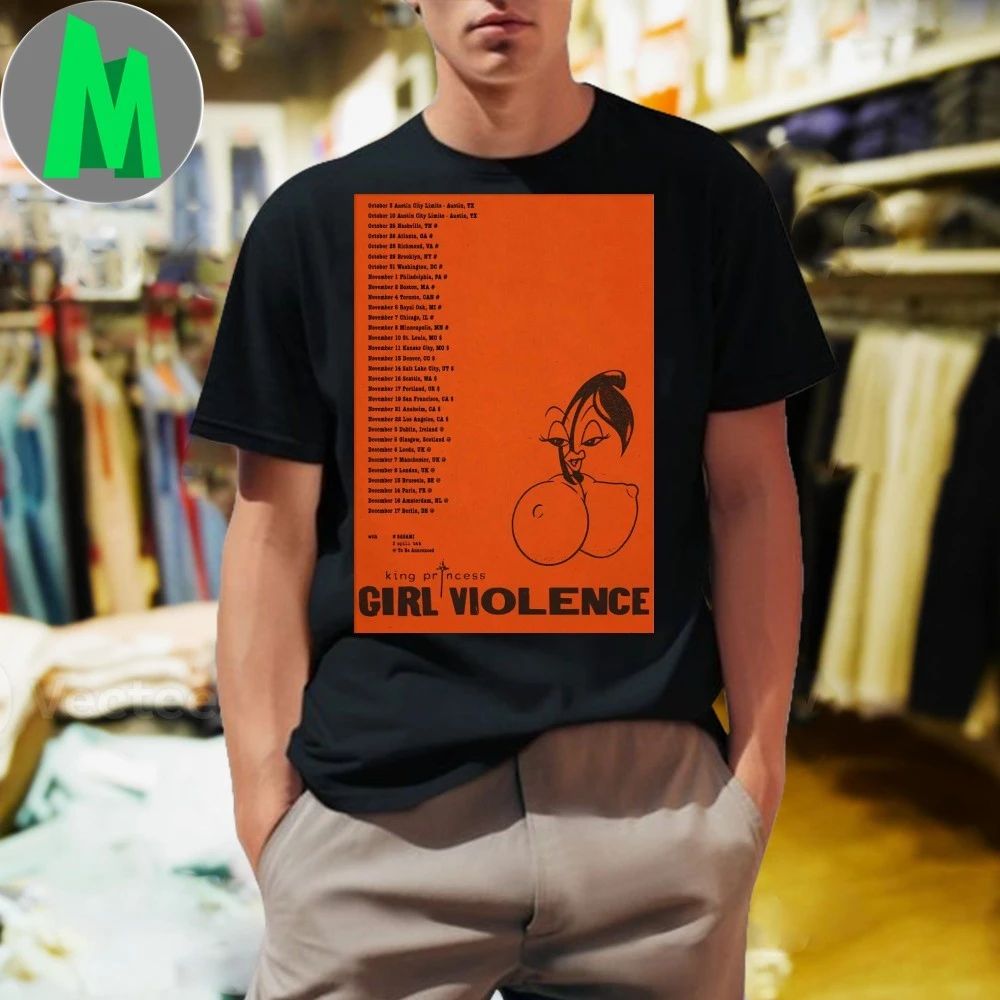King Princess Girl Violence Tour 2025 Poster - Adult & Kids T-Shirts, Sweatshirts & Hoodies apparel design preview 1
