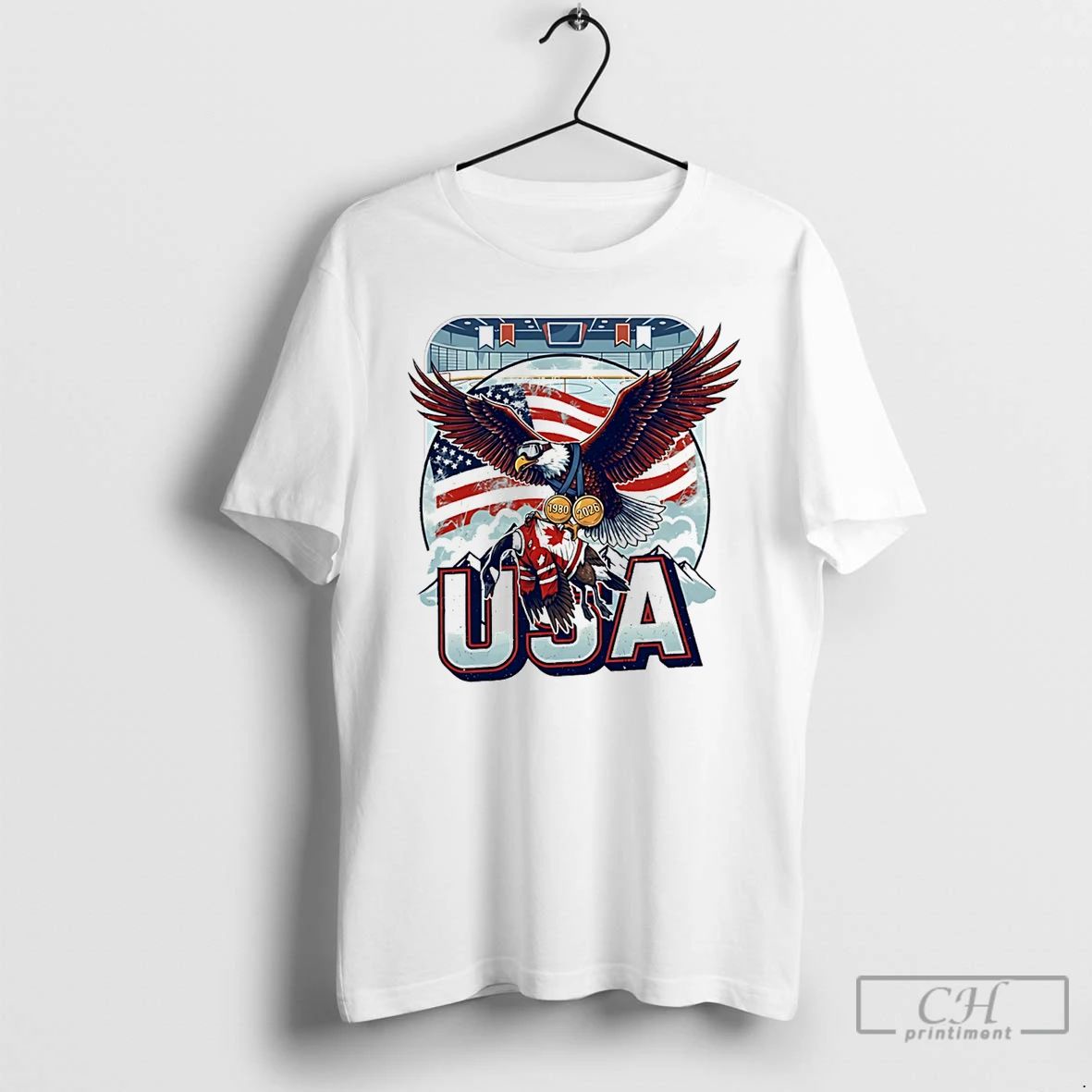 Classic Usa Ice Hockey Champions 2026 Patriotic Eagle - Adult & Kids T-Shirts, Sweatshirts & Hoodies apparel design preview 1