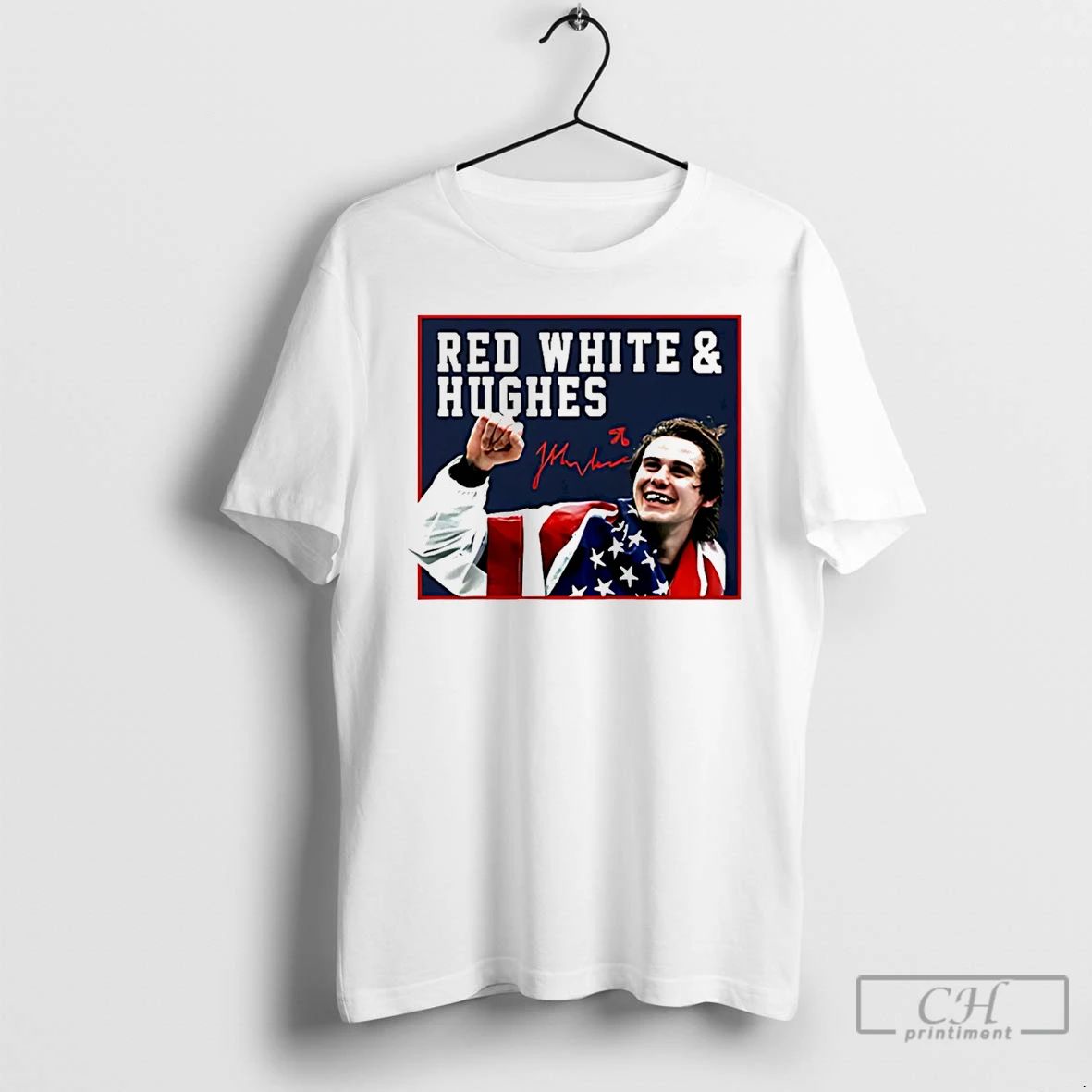 Classic Jack Hughes Usa Hockey Golden Goal 2026 Red - Adult & Kids T-Shirts, Sweatshirts & Hoodies apparel design preview 1