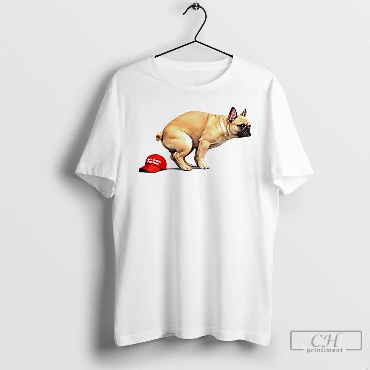 Classic French Bulldog Pooping On Maga Hat Anti Trump - Adult & Kids T-Shirts, Sweatshirts & Hoodies apparel design preview 1