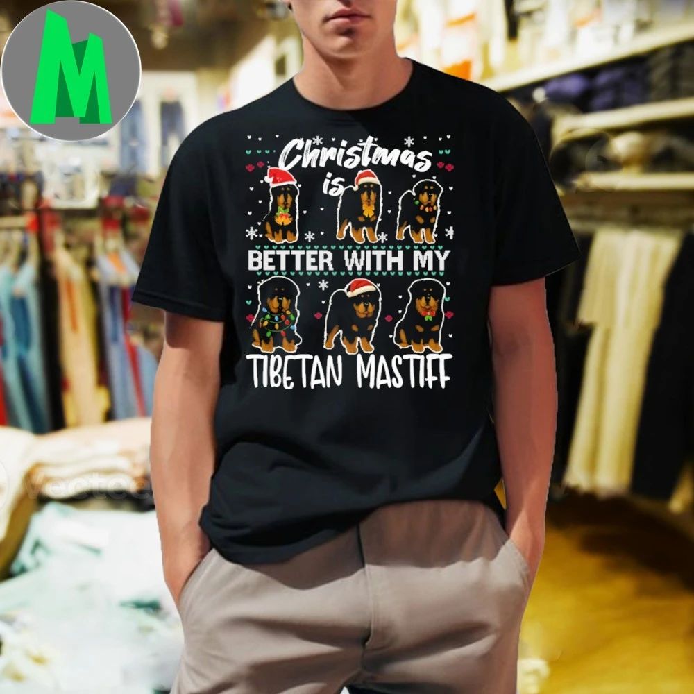Christmas is better with Tibetan Mastiff - Adult & Kids T-Shirts, Sweatshirts & Hoodies apparel design preview 1