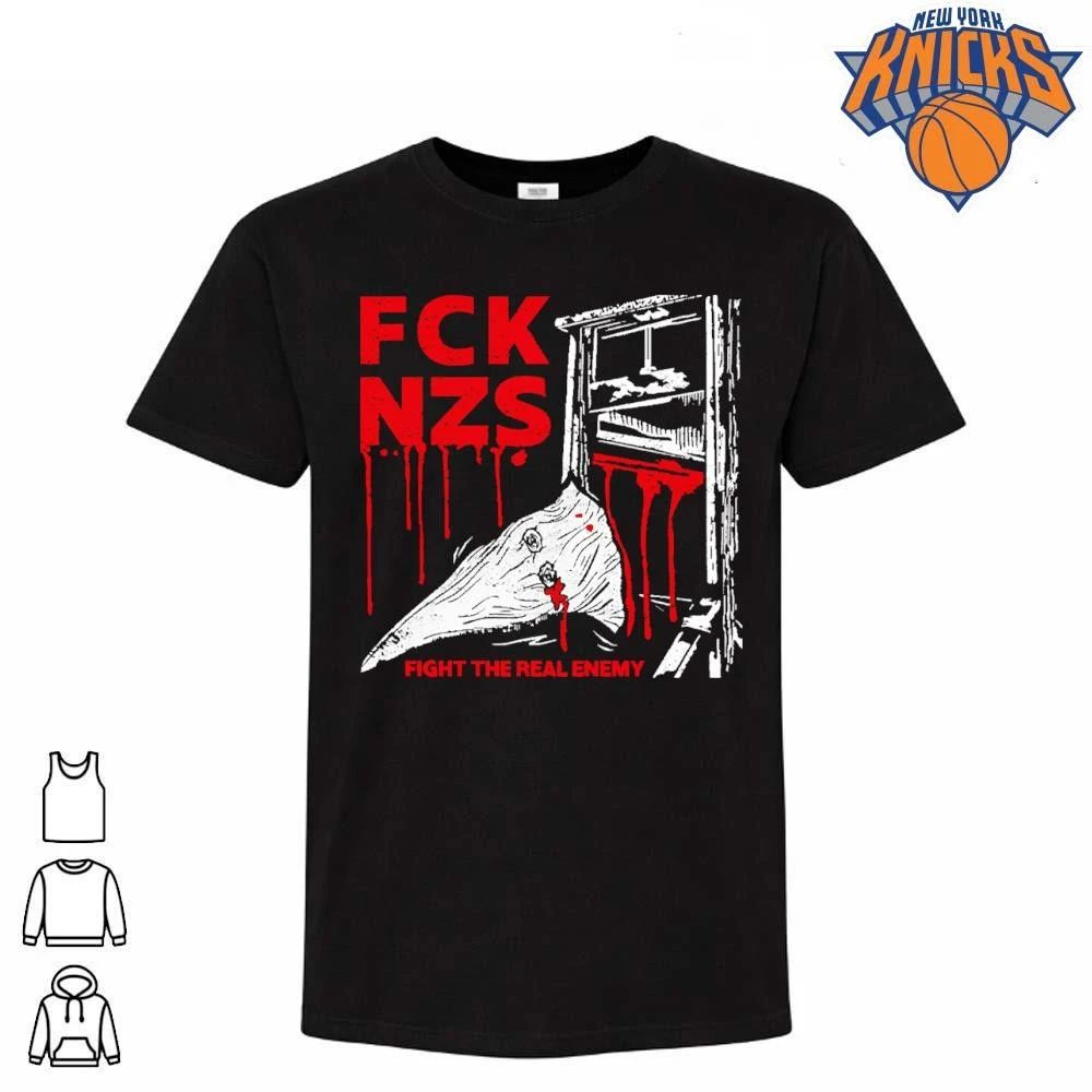 FCK NZS Fight The Real Enemy Anti Fascist Guillotine - Adult & Kids T-Shirts, Sweatshirts & Hoodies apparel design preview 1