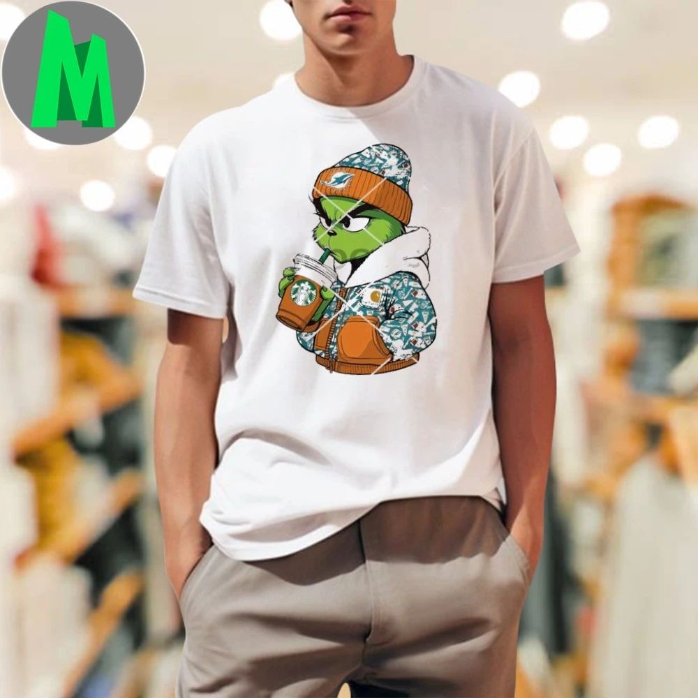 Carhartt Grinch Miami Dolphins Drink Starbucks Coffee - Adult & Kids T-Shirts, Sweatshirts & Hoodies apparel design preview 1