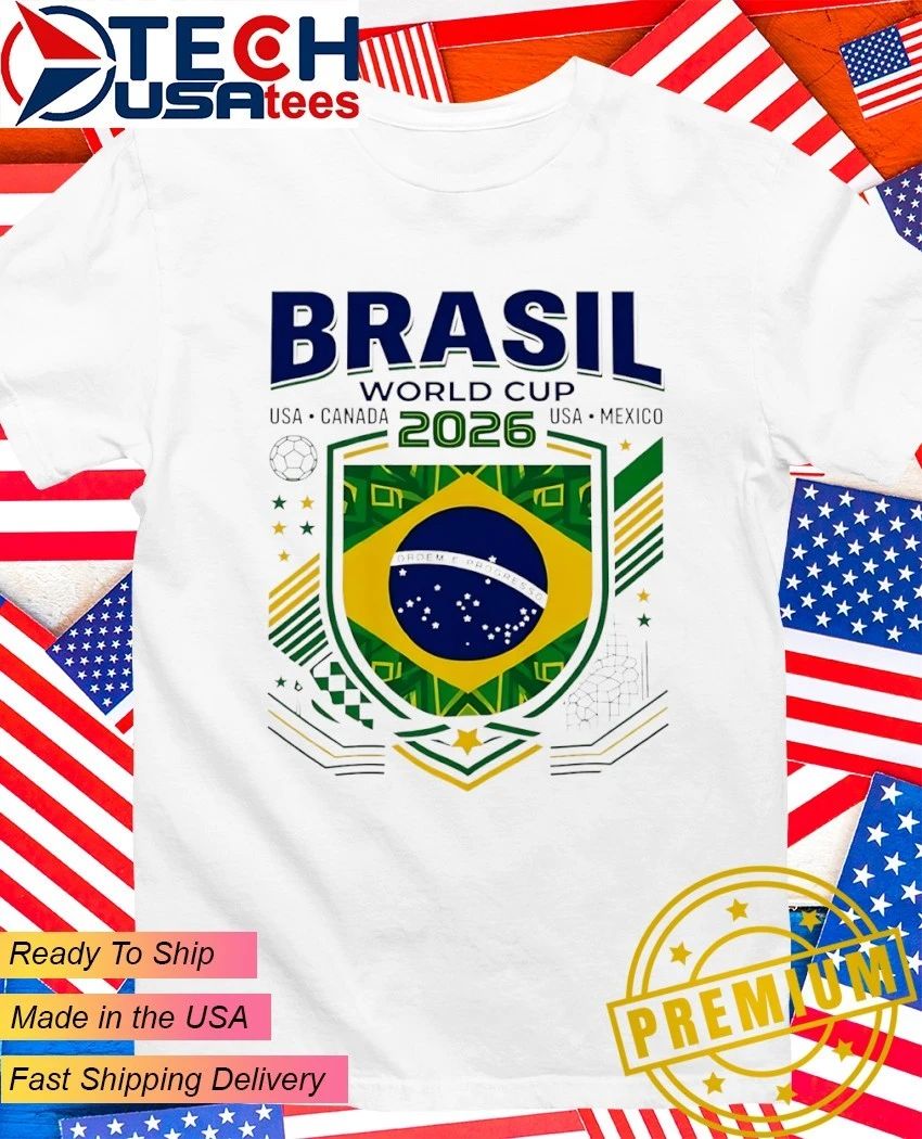Brazil World Cup 2026 USA Canada Mexico Crest - Adult & Kids T-Shirts, Sweatshirts & Hoodies apparel design preview 1