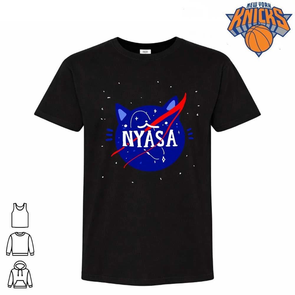 Nyasa Cute Blue Cat NASA Space Parody Logo - Adult & Kids T-Shirts, Sweatshirts & Hoodies apparel design preview 1