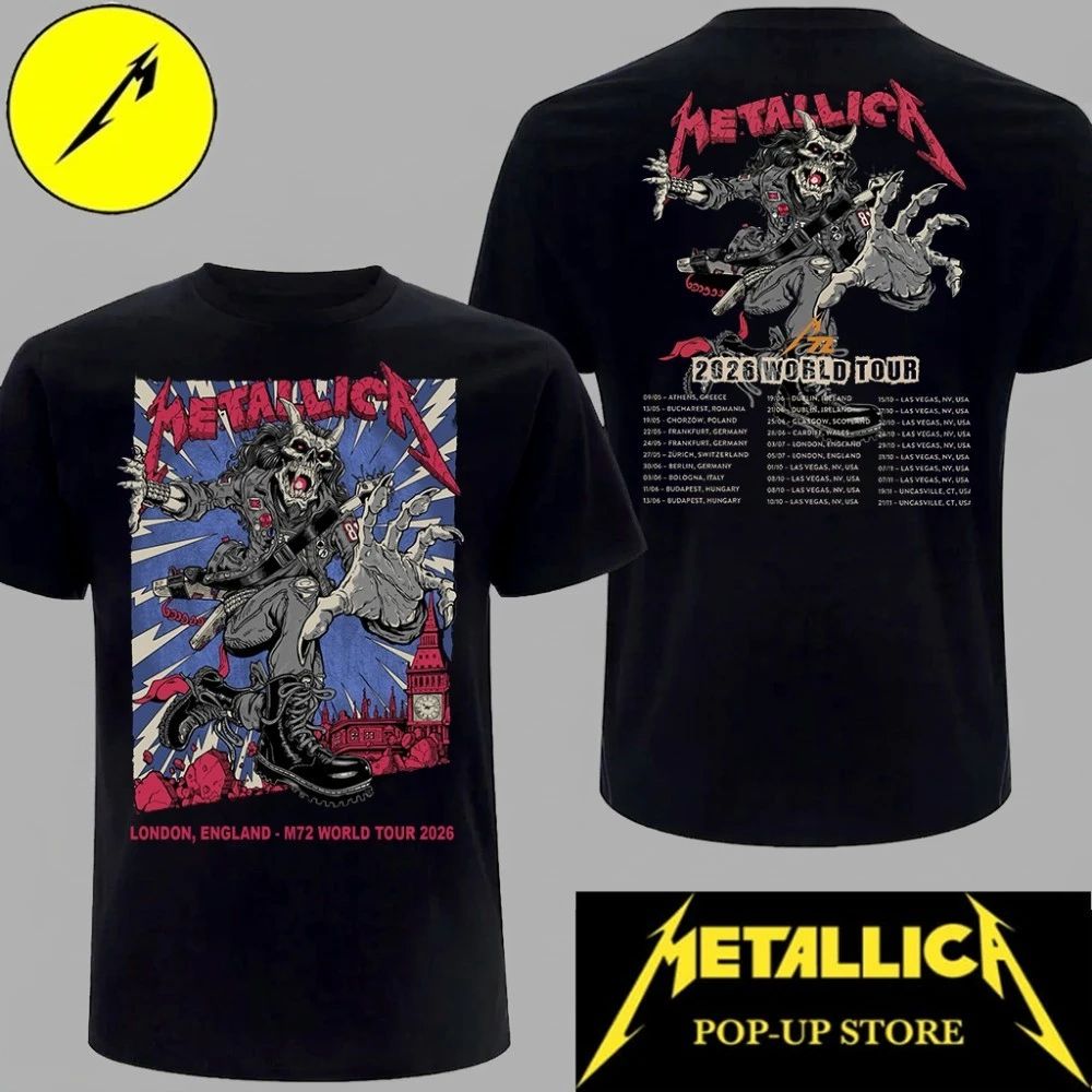 Authentic Metallica M72 London Stadium 2026 Two-Sided - Adult & Kids T-Shirts, Sweatshirts & Hoodies apparel design preview 1