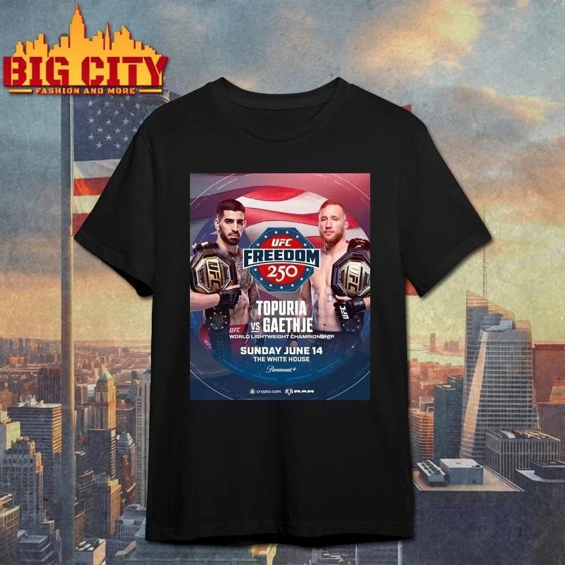 UFC Freedom 250 Topuria Vs Gaethje World Lightweight - Adult & Kids T-Shirts, Sweatshirts & Hoodies apparel design preview 1