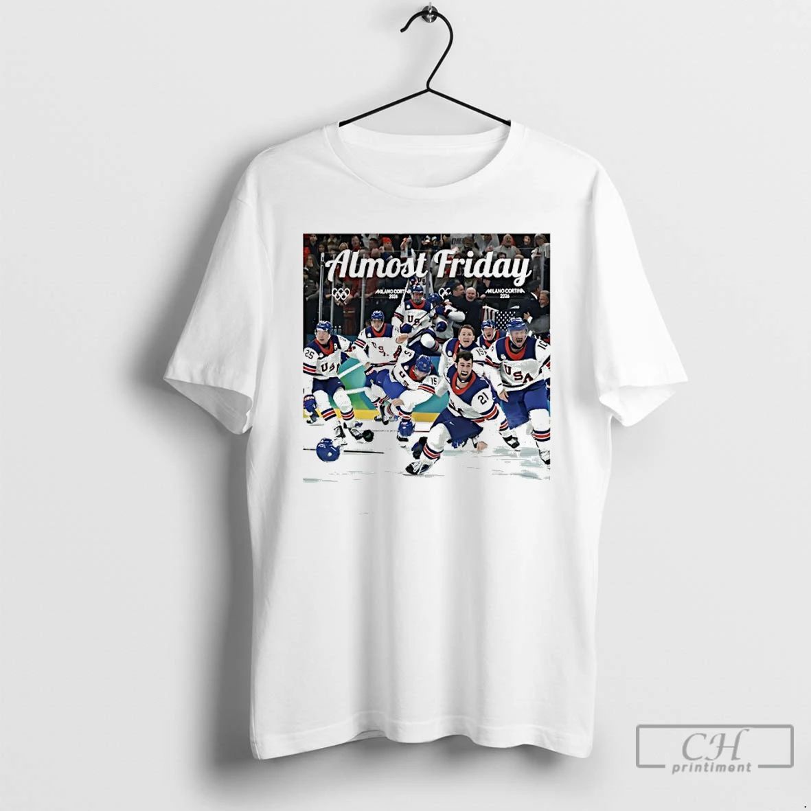 Classic Usa Hockey Miracle On Ice Almost Friday - Adult & Kids T-Shirts, Sweatshirts & Hoodies apparel design preview 1