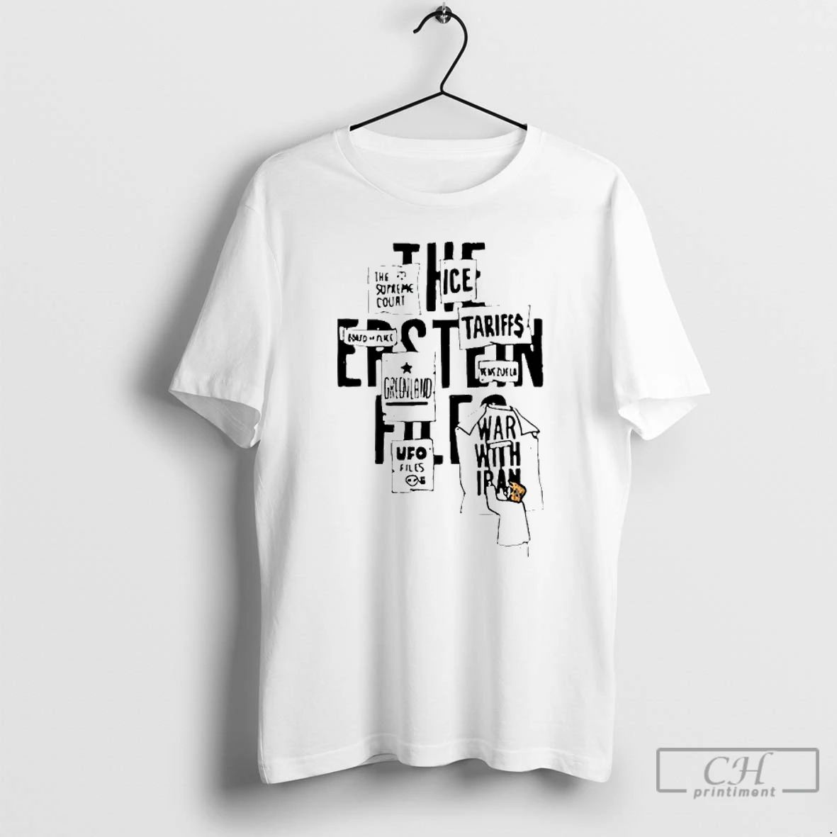 Classic Trump Epstein List War In Iran Protest Sign - Adult & Kids T-Shirts, Sweatshirts & Hoodies apparel design preview 1