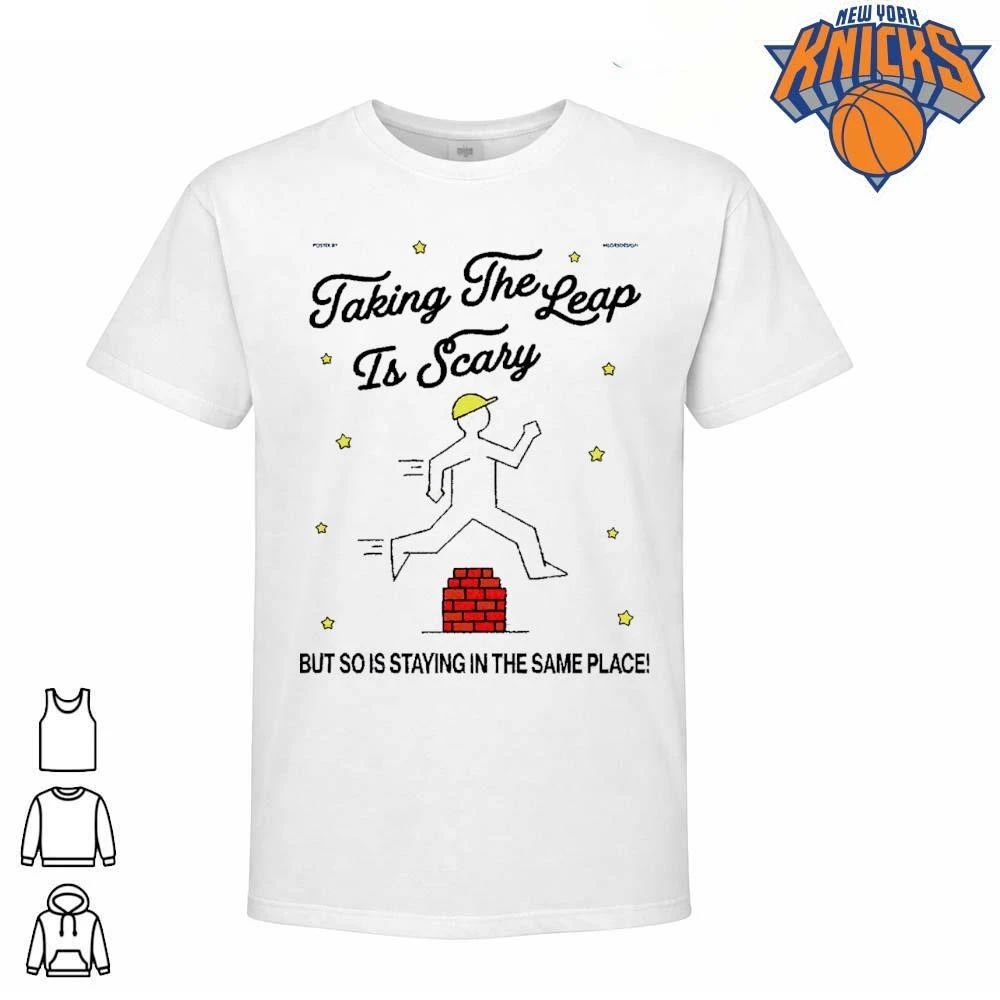 Taking The Leap Is Scary Motivational Quote Cartoon - Adult & Kids T-Shirts, Sweatshirts & Hoodies apparel design preview 1