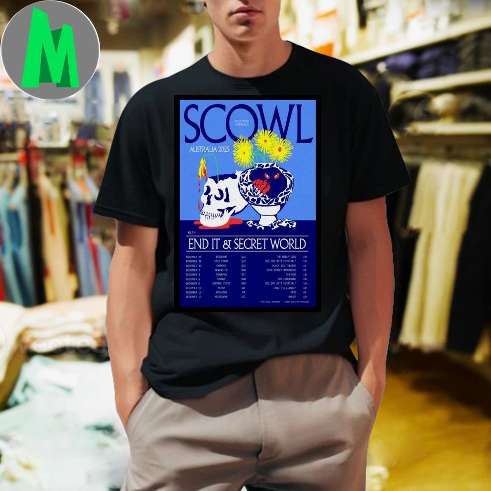 Scowl Australia 2025 Tour Poster - Adult & Kids T-Shirts, Sweatshirts & Hoodies apparel design preview 1
