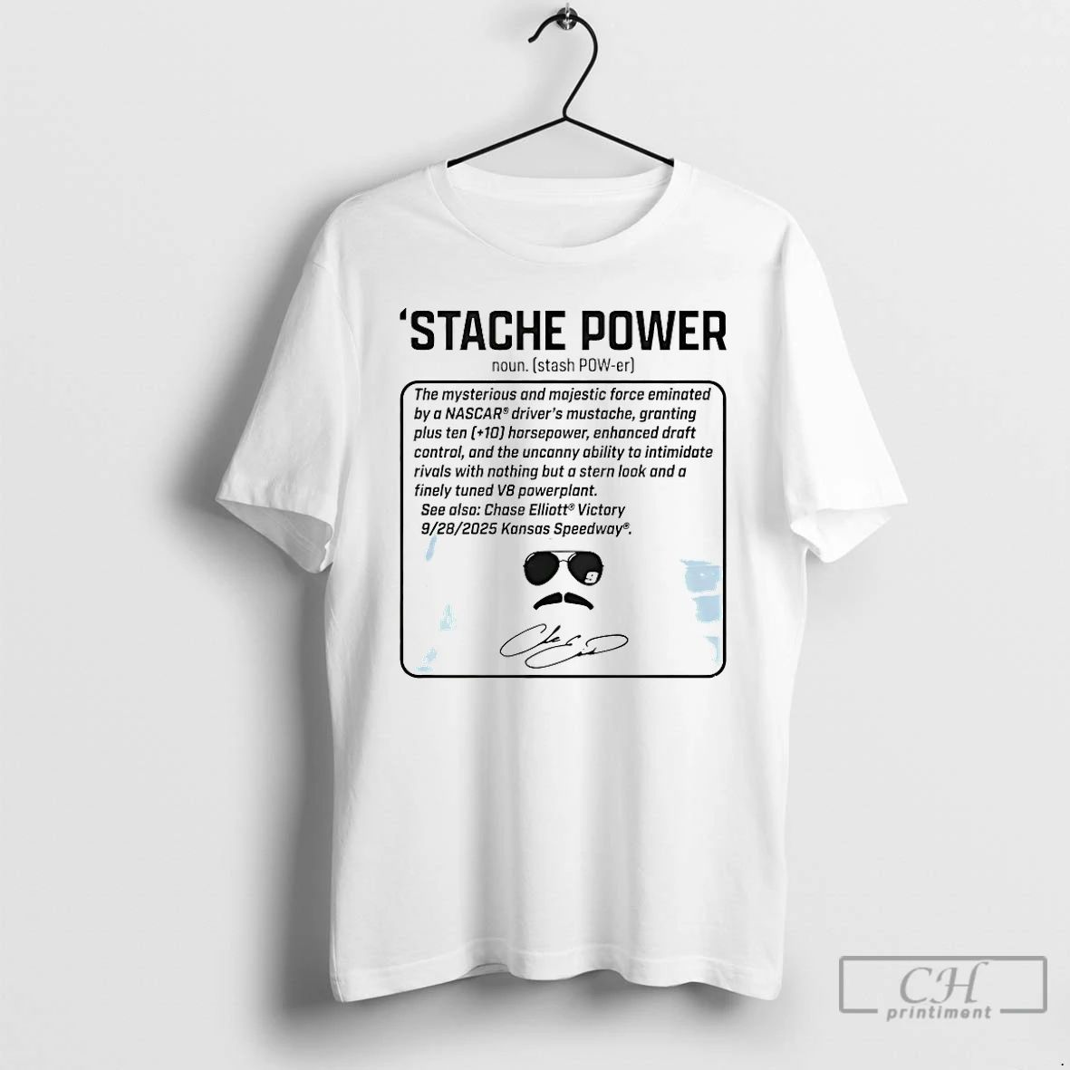 Classic Chase Elliott Thats Not Horsepower Stache - Adult & Kids T-Shirts, Sweatshirts & Hoodies apparel design preview 1