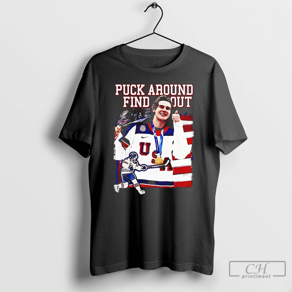 Classic Jack Hughes Puck Around And Find Out Graphic - Adult & Kids T-Shirts, Sweatshirts & Hoodies apparel design preview 1