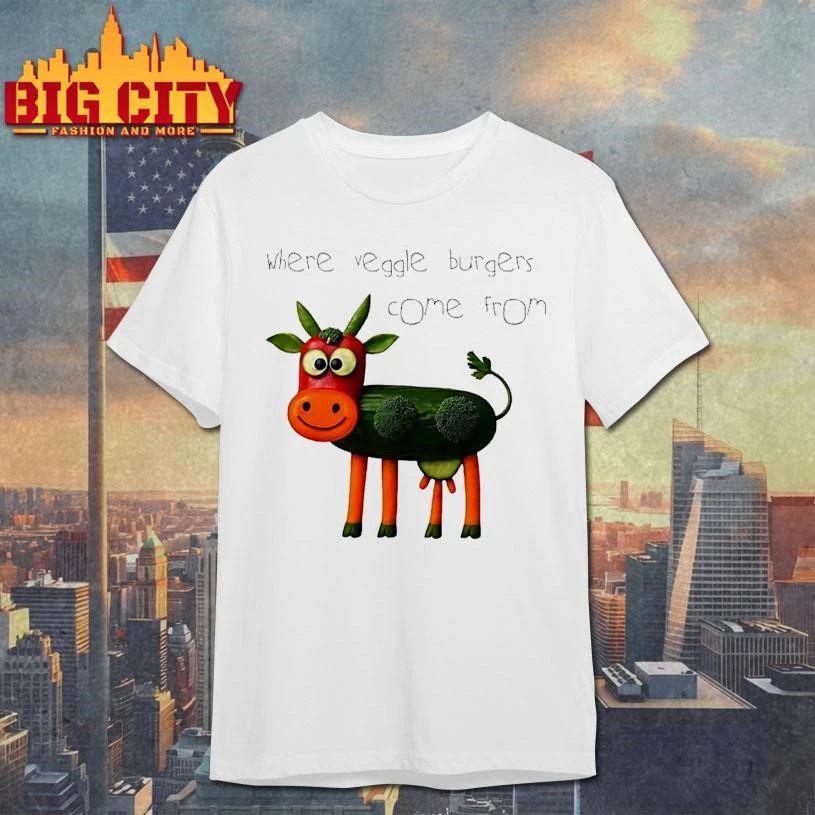 Where Veggie Burgers Come From Cow Graphic Funny - Adult & Kids T-Shirts, Sweatshirts & Hoodies apparel design preview 1