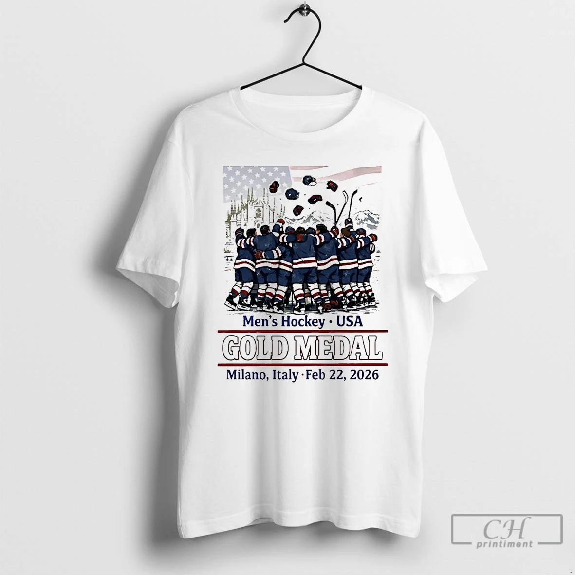 Classic Mens Hockey Usa Gold Medal In Milan - Adult & Kids T-Shirts, Sweatshirts & Hoodies apparel design preview 1