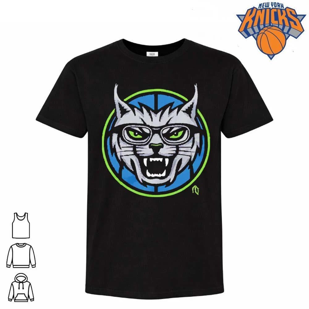 Cool Wildcat Mascot Wearing Glasses Circle Logo - Adult & Kids T-Shirts, Sweatshirts & Hoodies apparel design preview 1
