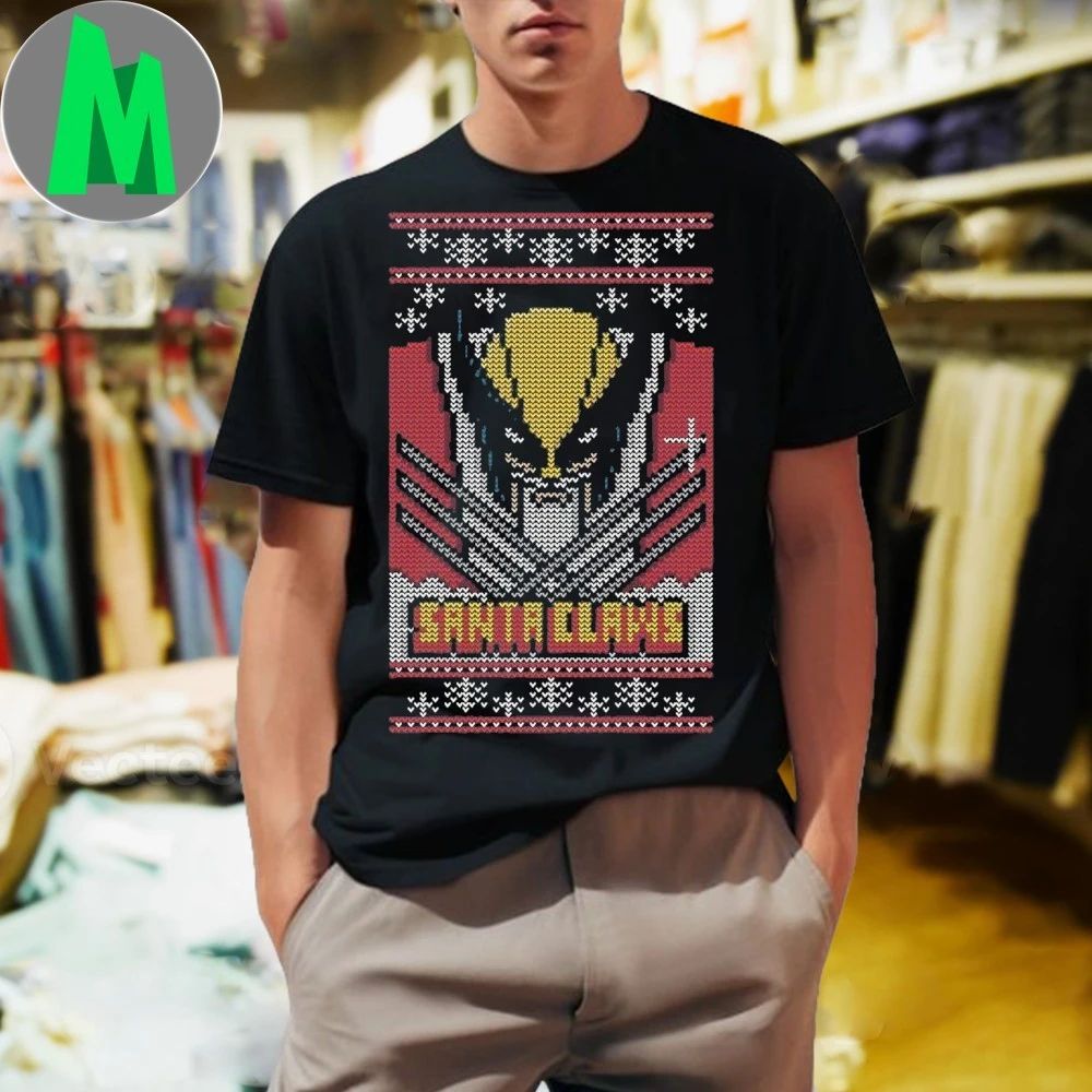 Santa Claus And Wolverine's Claws Ugly - Adult & Kids T-Shirts, Sweatshirts & Hoodies apparel design preview 1