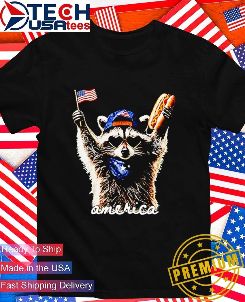 America 4th Of July Raccoon Hot Dog - Adult & Kids T-Shirts, Sweatshirts & Hoodies apparel design preview 1
