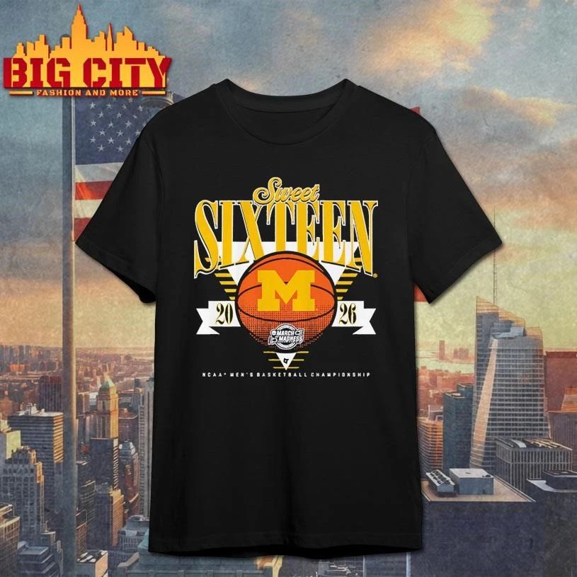 Michigan Wolverines MBB 2026 Sweet Sixteen Ncaa - Adult & Kids T-Shirts, Sweatshirts & Hoodies apparel design preview 1