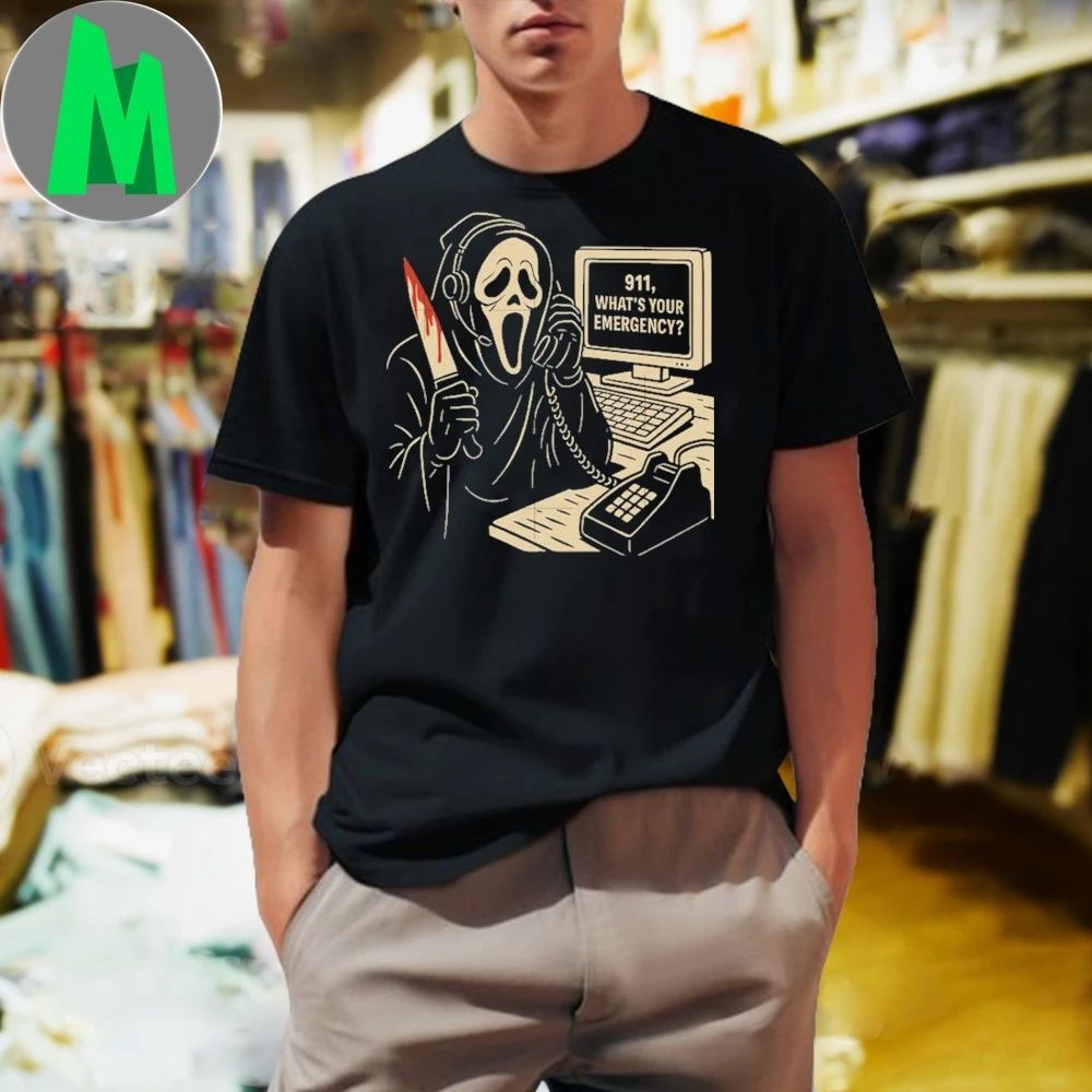 Ghostface 911 Call Halloween - Adult & Kids T-Shirts, Sweatshirts & Hoodies apparel design preview 1