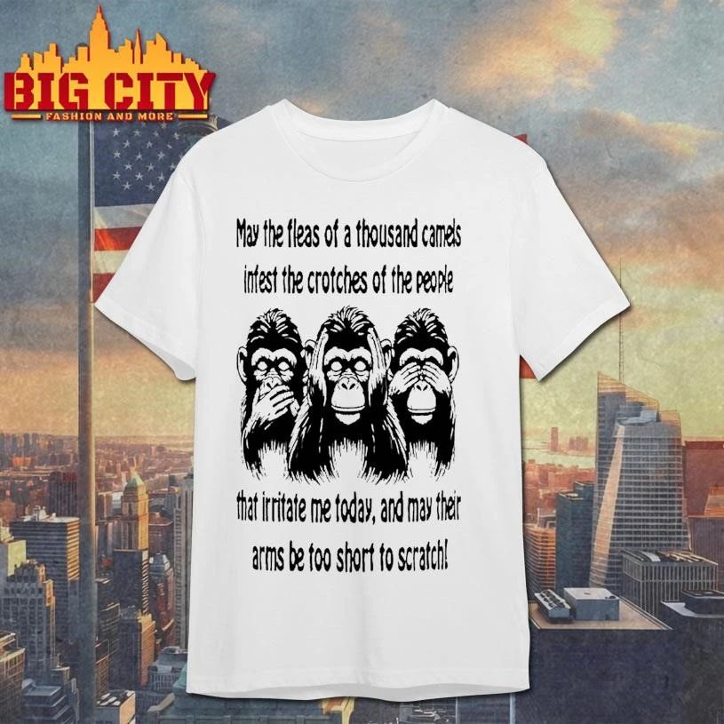 Three Monkeys May The Fleas Of A Thousand Camels - Adult & Kids T-Shirts, Sweatshirts & Hoodies apparel design preview 1