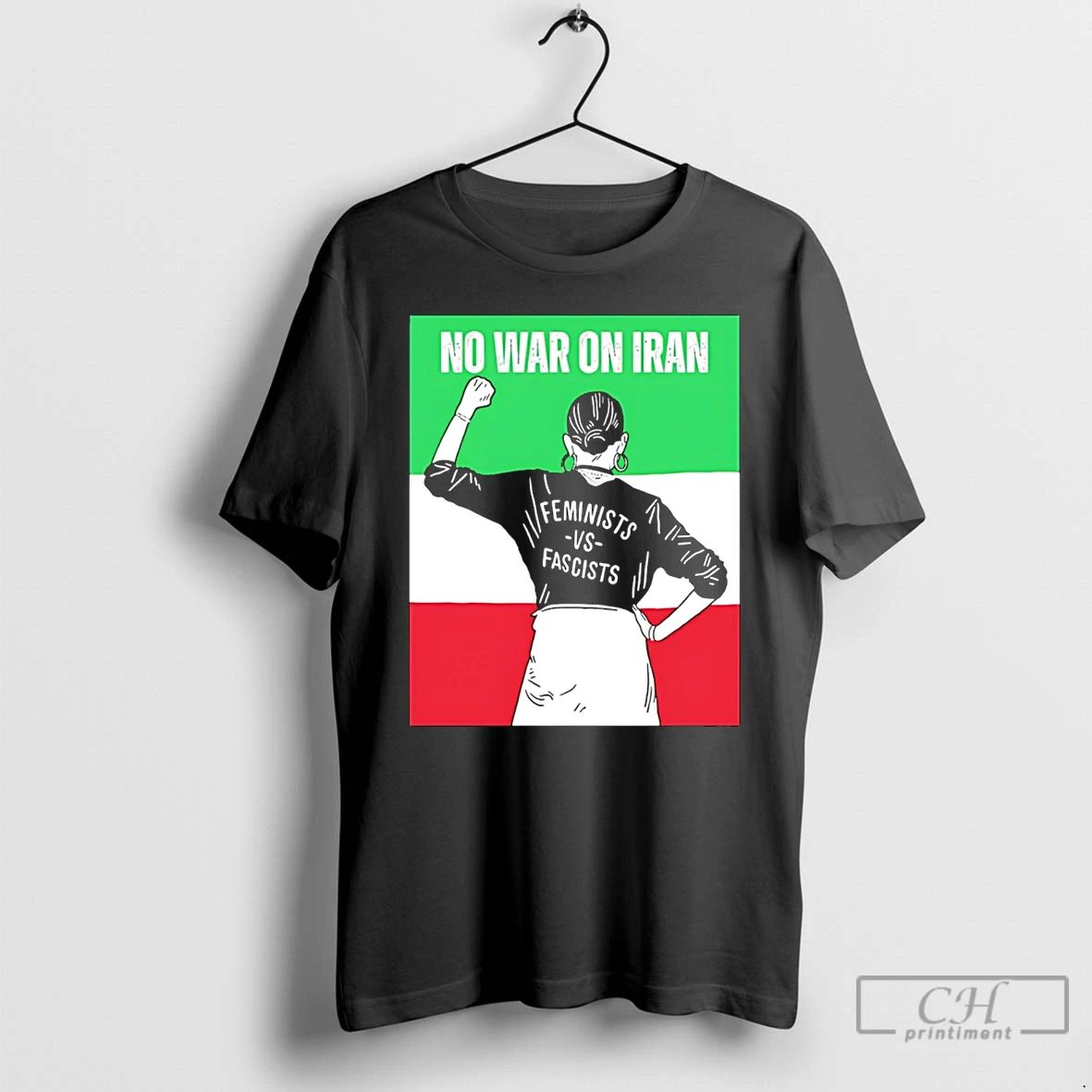 Classic No War On Iran Feminists Vs Fascists - Adult & Kids T-Shirts, Sweatshirts & Hoodies apparel design preview 1